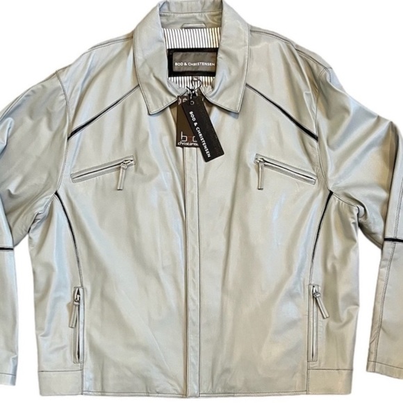 Bod & Christensen XXXL/3XL Grey Leather Burnish Jacket - Picture 2 of 16
